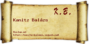 Kanitz Balázs névjegykártya